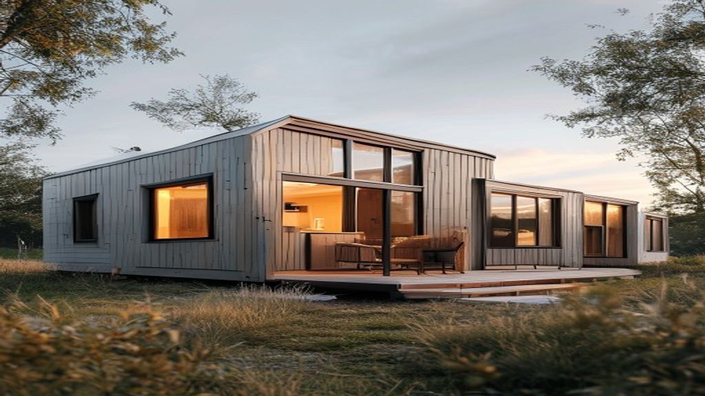 Modern modular cabins showcasing sustainable prefabricated design with flexible floor plans for quick on‑site assembly