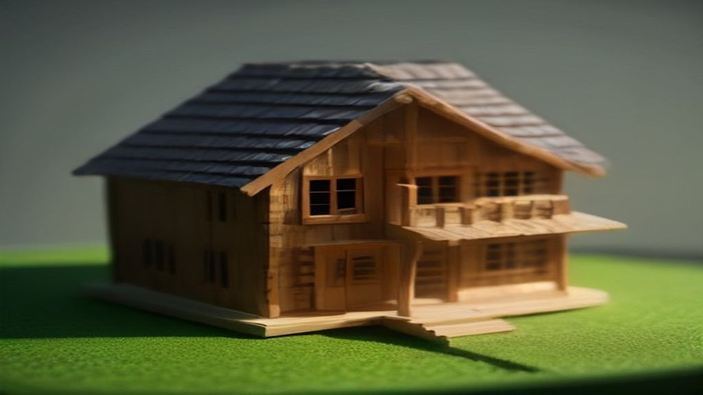 DIY home construction showing a person planning and assembling a custom house on a building site
